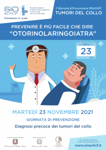 1° GIORNATA DI SENSIBILIZZAZIONE SULLA PREVENZIONE DEI TUMORI DELLA TESTA E DEL COLLO: 23 NOVEMBRE 2021