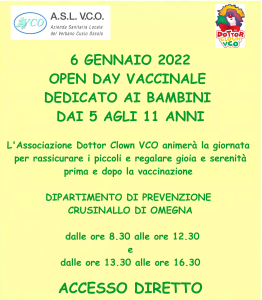 VACCINAZIONE ANTI COVID-19: OPEN DAY DEDICATO AI BAMBINI GIOVEDI’ 6 GENNAIO 2022