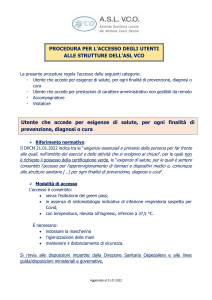 PROCEDURA PER L&#8217;ACCESSO DEGLI UTENTI ALLE STRUTTURE DELL&#8217;ASL VCO