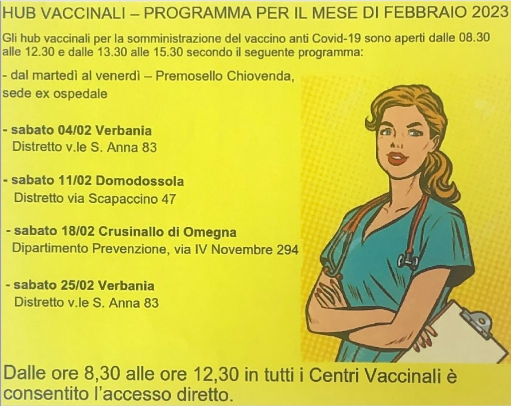 PROGRAMMA HUB VACCINALI MESE DI FEBBRAIO