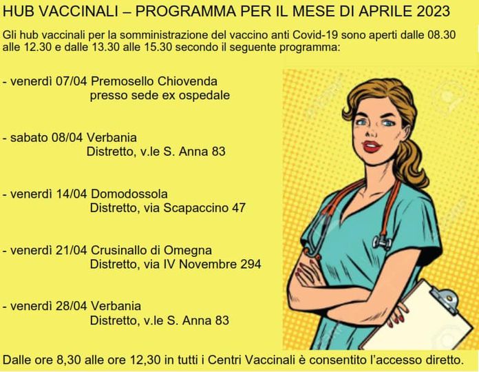 HUB VACCINALI &#8211; MESE APRILE 2023