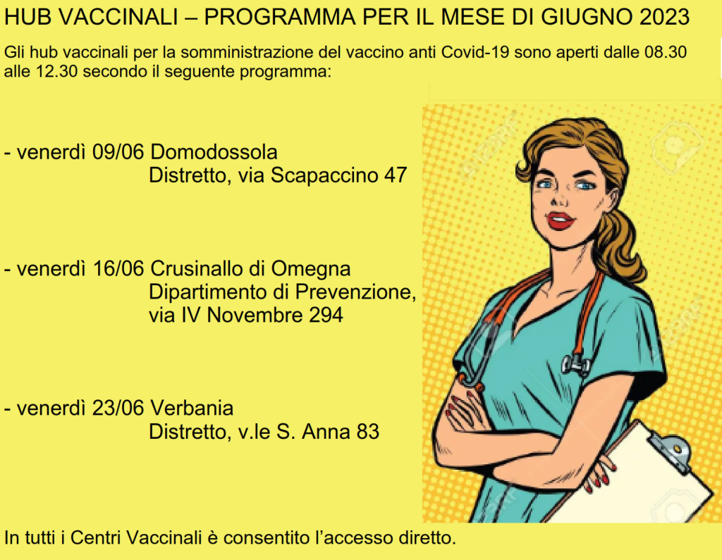 HUB VACCINALI &#8211; MESE GIUGNO 2023