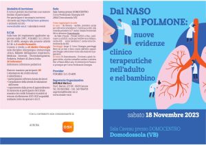 GIORNATA FORMATIVA &#8220;DAL NASO AL POLMONE: NUOVE EVIDENZE CLINICO TERAPEUTICHE NELL&#8217;ADULTO E NEL BAMBINO&#8221;