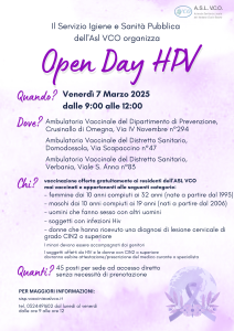 OPEN DAY HPV 07 MARZO 2025