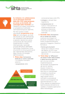 PERCORSO FORMATIVO MULTILIVELLO  LA HTA DALLE REGOLE ALLA PRATICA CLINICA NEL CONTESTO AZIENDALE