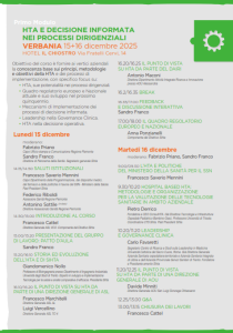 PERCORSO FORMATIVO MULTILIVELLO  LA HTA DALLE REGOLE ALLA PRATICA CLINICA NEL CONTESTO AZIENDALE